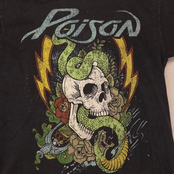 Poison Band Gildan Casual Crew Neck Graphic T Shirt Mens Size Small S Black - Picture 4 of 9